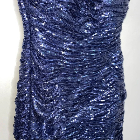 ✨NWT La Femme Slate Blue Sequin Strapless Cocktail Party Mini Dress Size 4 - Picture 10 of 12